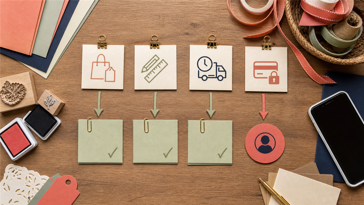 A diagram showing how customer messages route from a website to a handmade seller's inbox